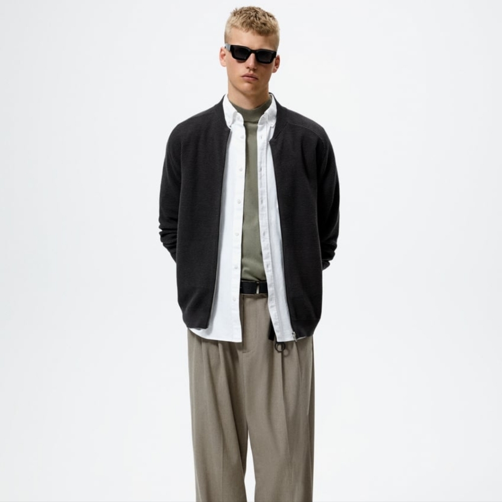ZARA Black knit Cardigan For Men Size XL